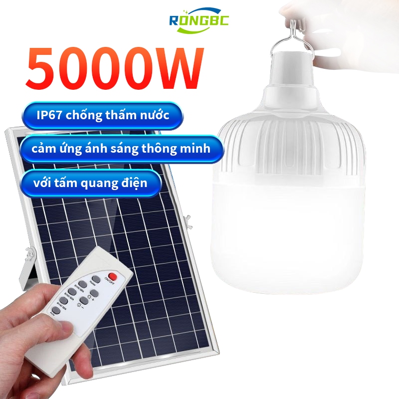  【MIỄN PHÍ VẬN CHUYỂN Đèn Năng Lượng Mặt Trời chống nước 5000W,đèn năng lượng mặt trời Ba màu chợ đêm Quầy hàng Ánh sáng khẩn cấp 