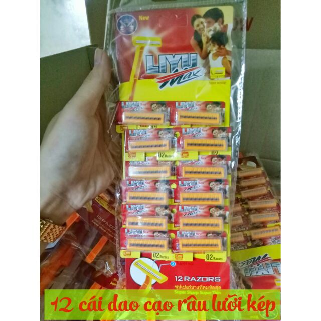 Dao cạo râu du lịch lưỡi kép siêu sắc lướt nhẹ cạo êm giá rẻ 12 cái/vỉ
