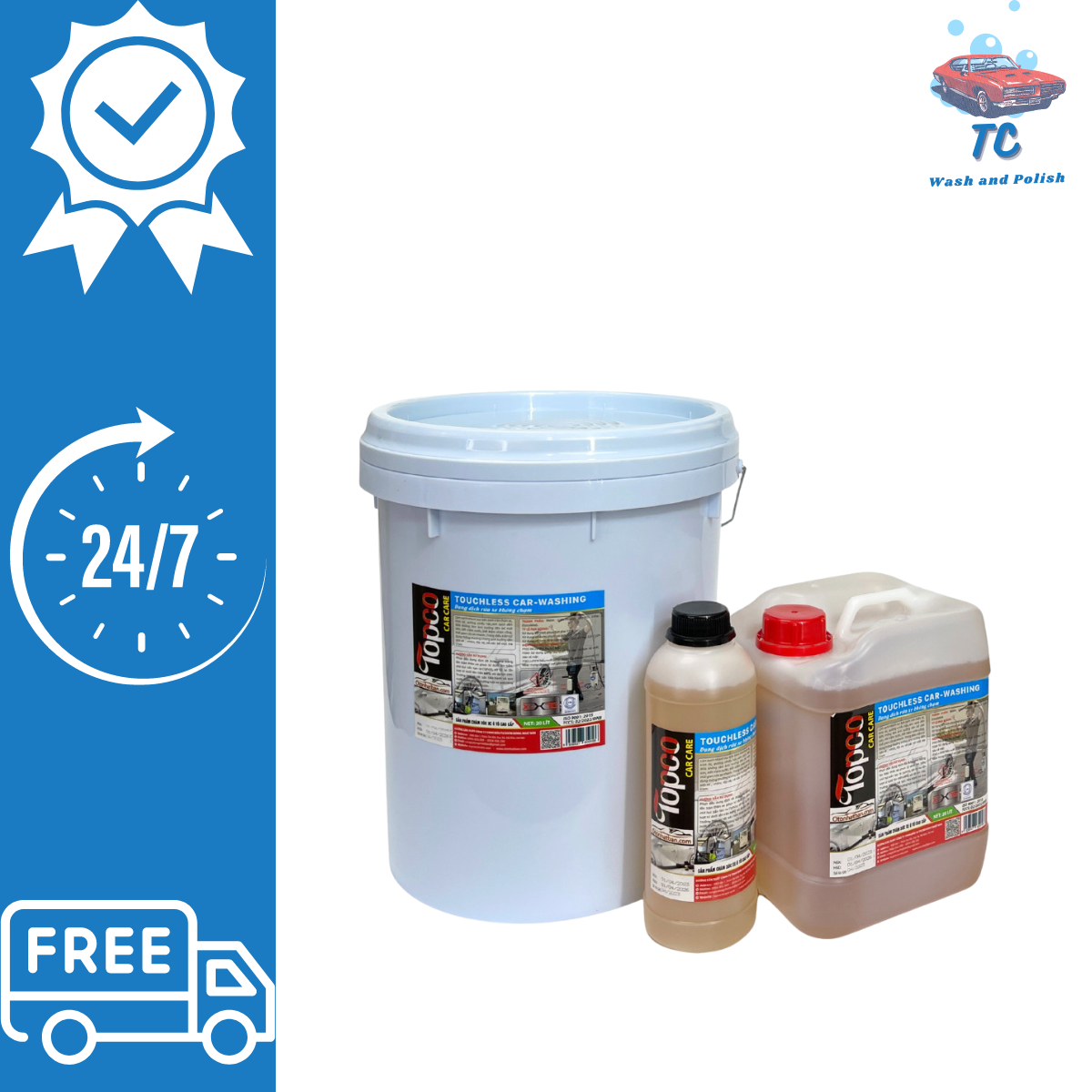 Nước rửa xe không chạm rửa xe máy ô tô bảo vệ sơn Topco dung dịch dùng máy rửa xe cao áp từ 150 Bar 5 lít