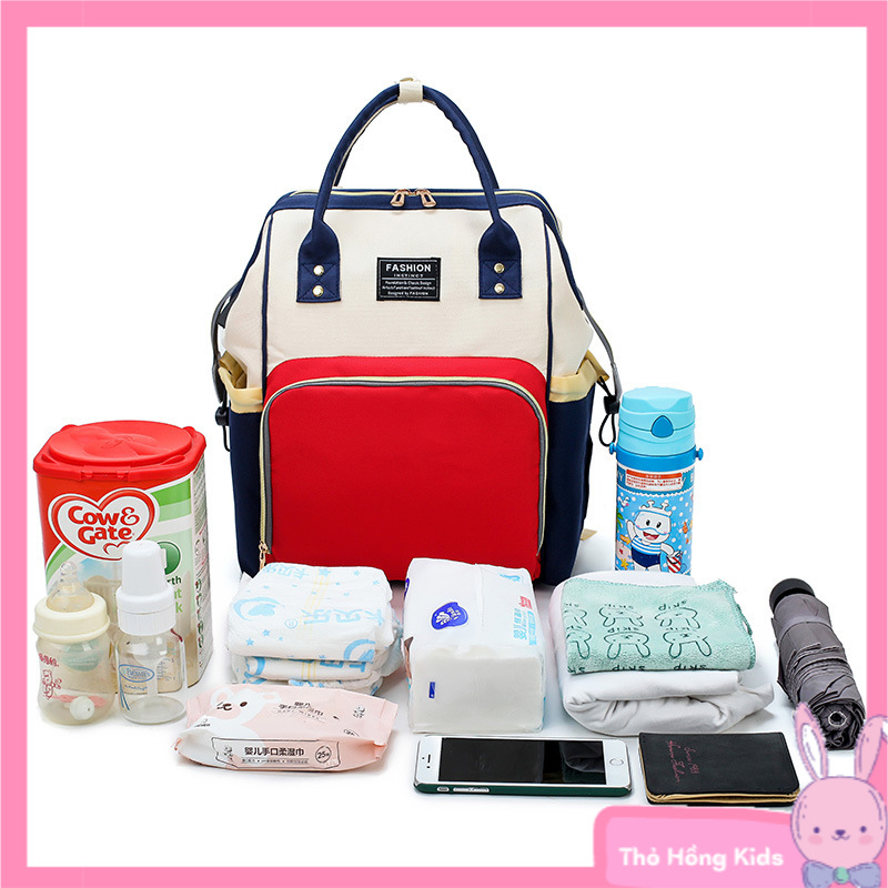 Balo / Túi bỉm sữa cho mẹ bé có ngăn giữ nhiệt sữa thời trang đa năng tiện lợi - Shop Thỏ Hồng