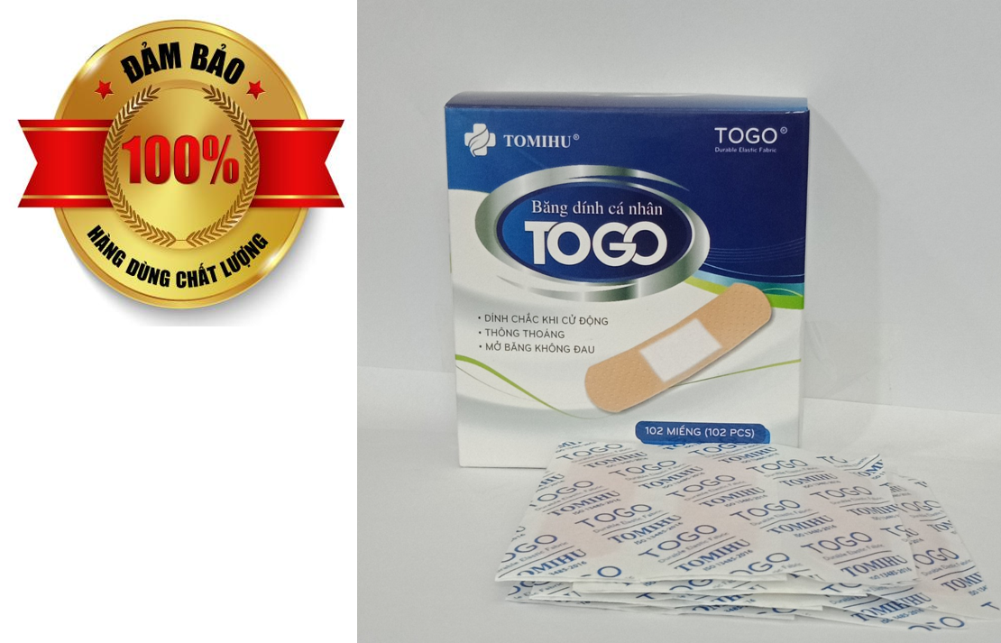 Băng cá nhân urgo tiện lợi, bảo vệ vết thương, cầm máu nhanh - Băng dính cá nhân TOGO - Hộp 102 miếng