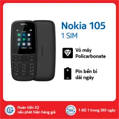 Điện thoại Nokia 105 (2019) 1 Sim, màn hình 1.77 inches, Pin tháo rời, Jack tai nghe 3.5 mm Bảo hành chính hãng 12 tháng