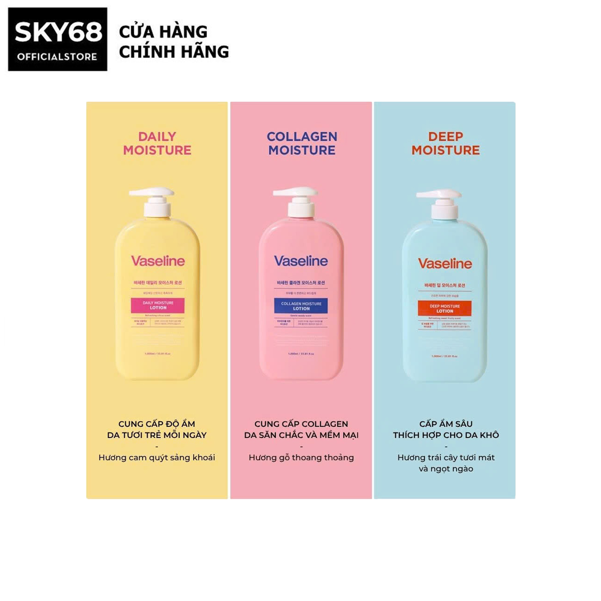 Sữa Dưỡng Thể Foodaholic Vaseline Lotion Dưỡng Ẩm Da Giúp Da Mềm Mịn 1000ml