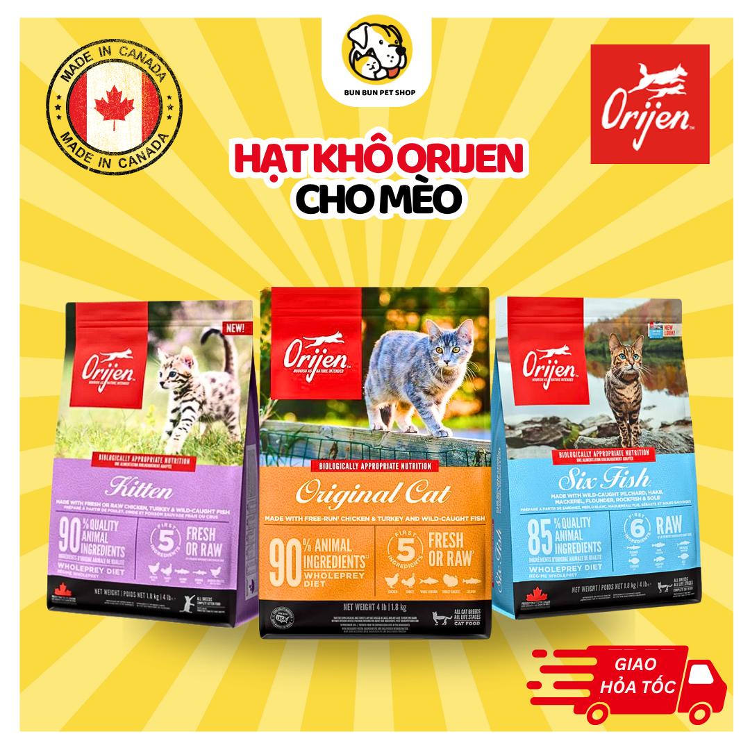 (1.8kg) Hạt khô cao cấp cho mèo Orijen Original Adult/Kitten/Six Fish/Fit & Trim/Cat & Kitten từ Can