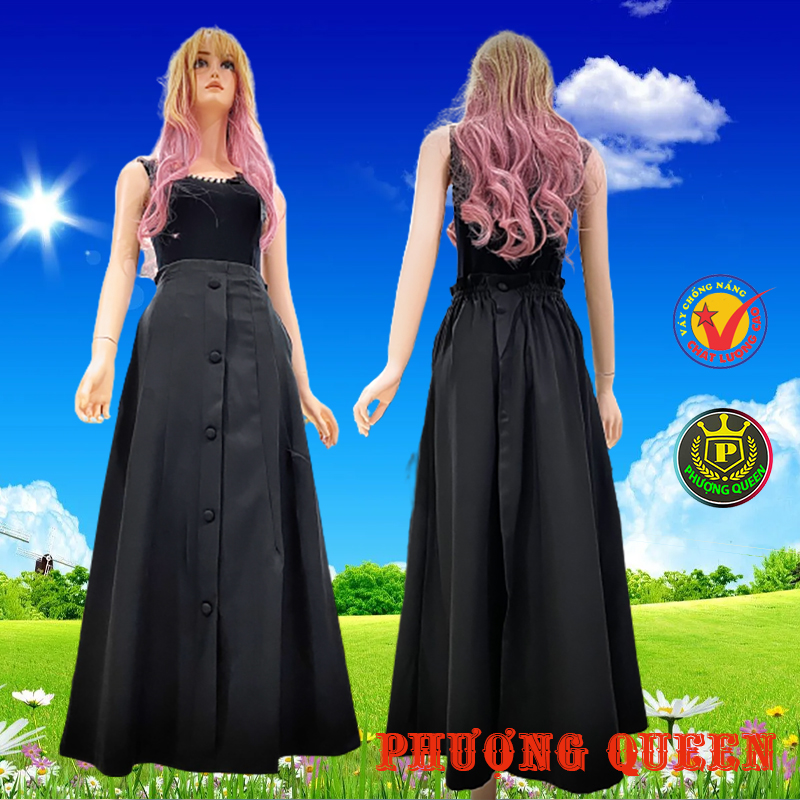 V04 váy chống nắng phượng queen, nút giữa trang trí đẹp, vải dày, chống nắng tốt.