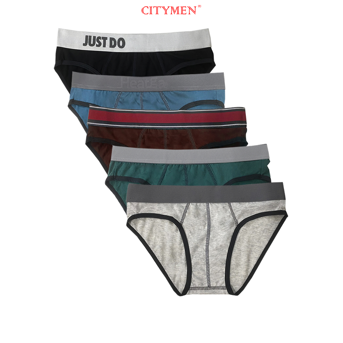 Combo 5 Quần Lót Nam tam giác vải cotton co giãn 2 chiều hiệu CITYMEN, màu ngẫu nhiên, sịp nam - CTLZ-MULTI2C