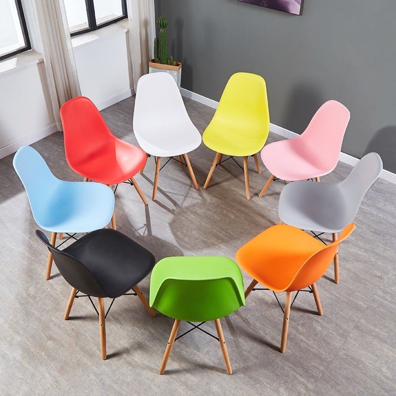 Ghế eames chân gỗ đan thép màu trắng phong cách hiện đại, ghế cafe làm việc văn phòng, ghế eames nhập khẩu