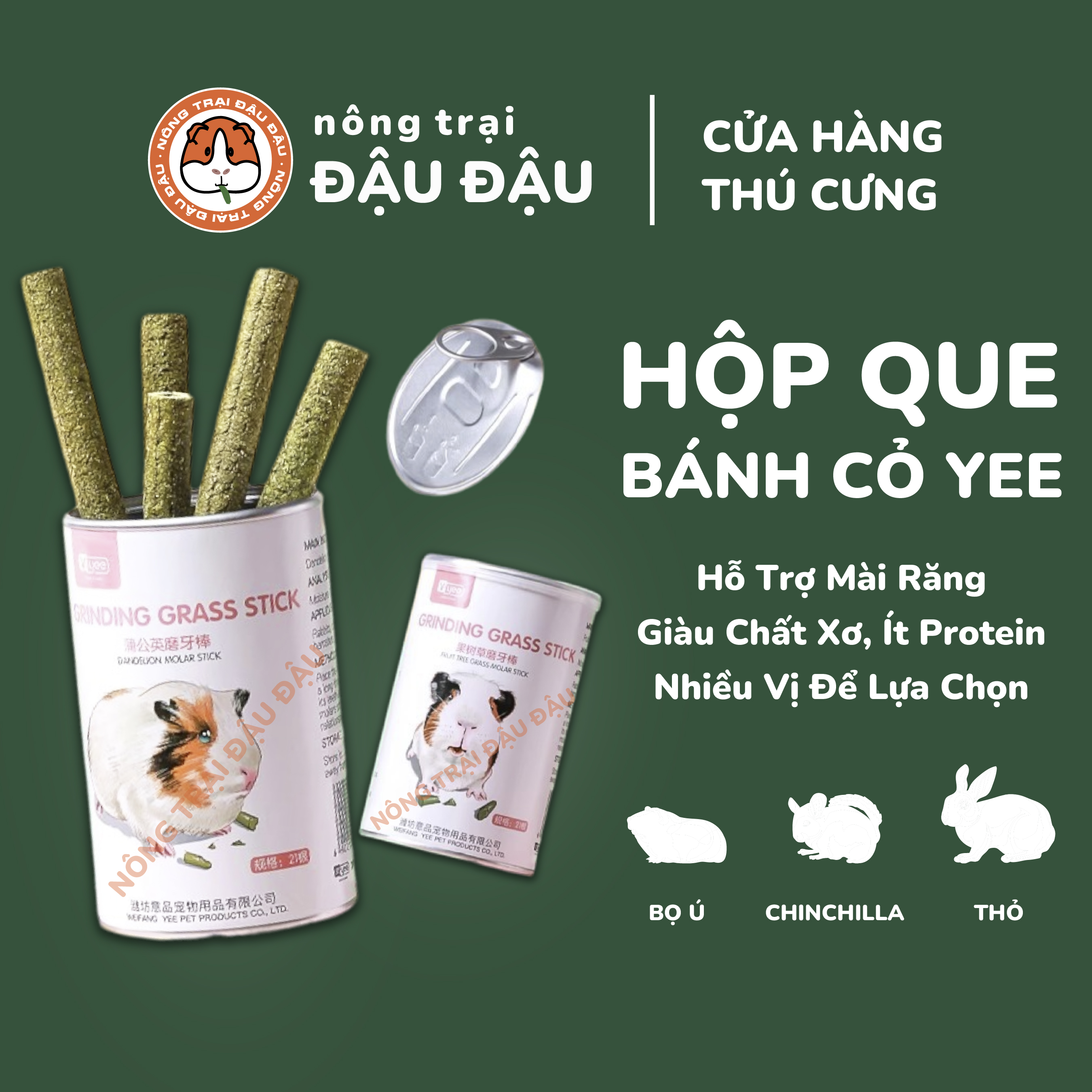 Que Bánh Cỏ Mài Răng Yee Cho Thỏ, Bọ Ú, Chinchilla Nhiều Vị Thơm Ngon