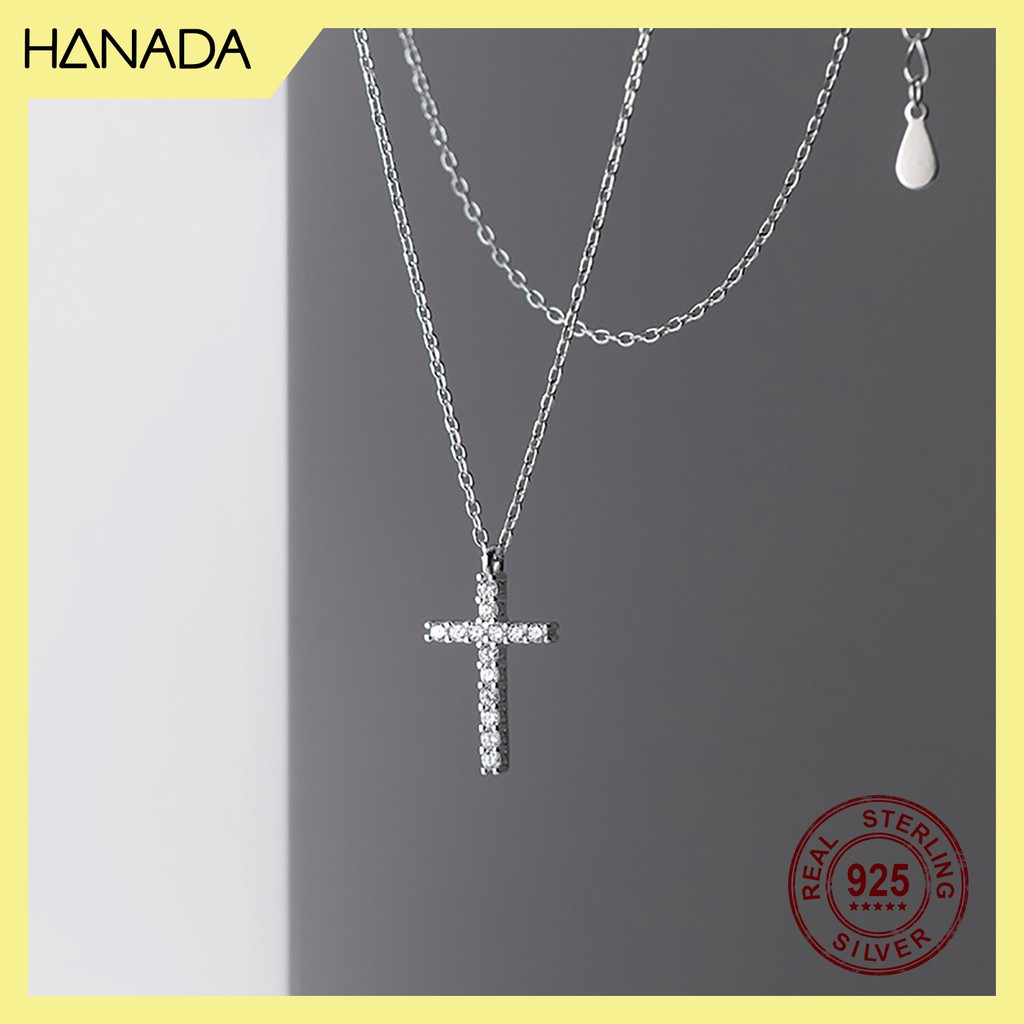 Dây chuyền bạc cao cấp hanada thánh giá đá 0605