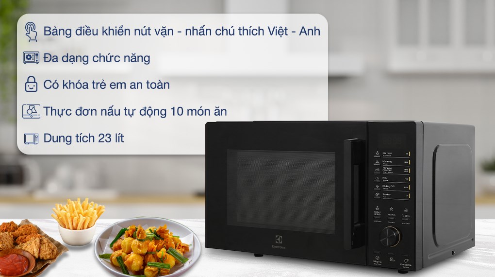 Lò vi sóng có nướng Electrolux EMG23D22B 23 lít Hàng trưng bày mới bảo hành chính hãng
