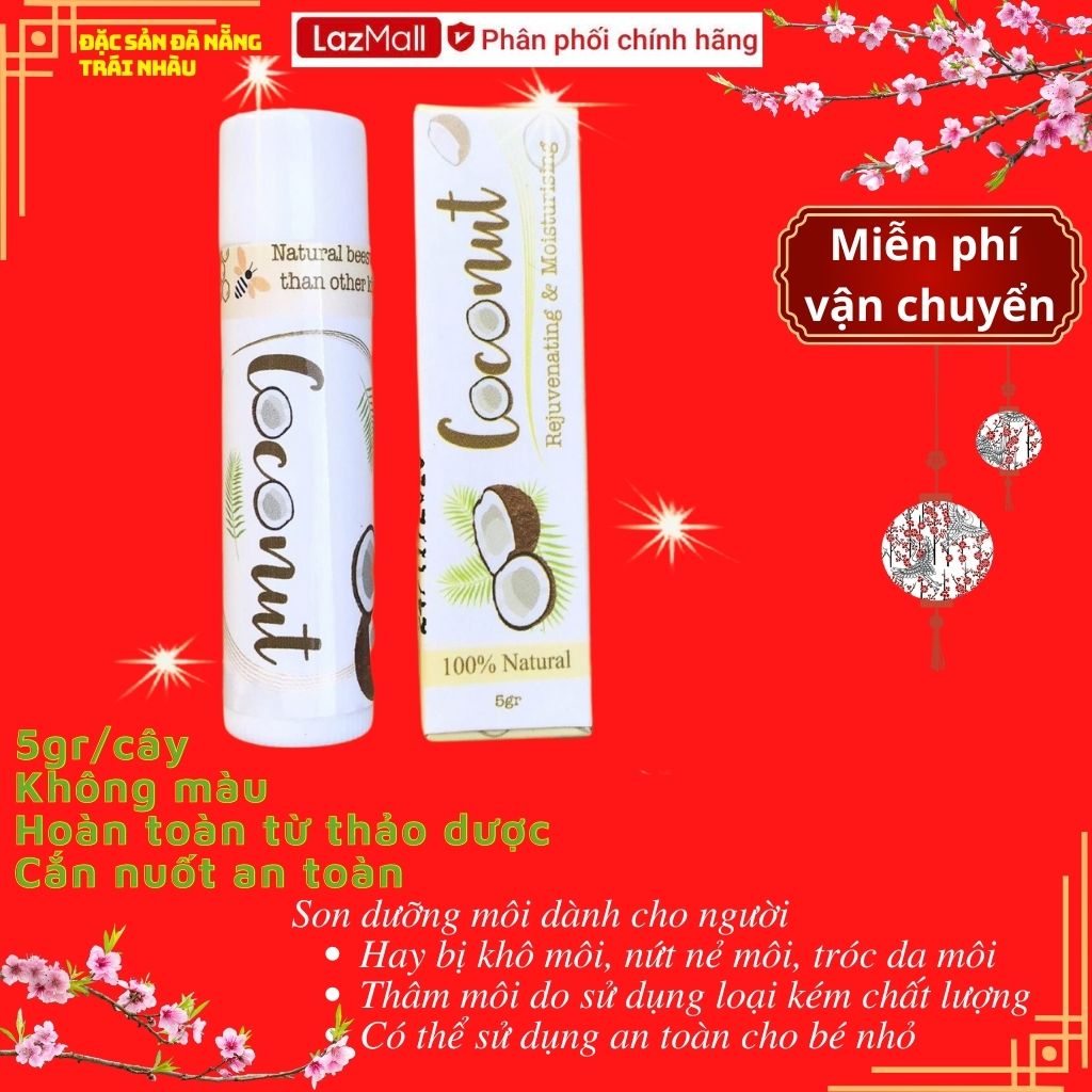 Son dưỡng môi Adeva 5gr - Son dừa - Son dưỡng môi không màu giảm nứt nẻ môi