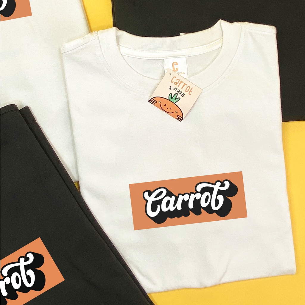 Áo Thun Unisex Chữ Carrot Vintage 100% Cotton Oversize Tay Lỡ Form Rộng