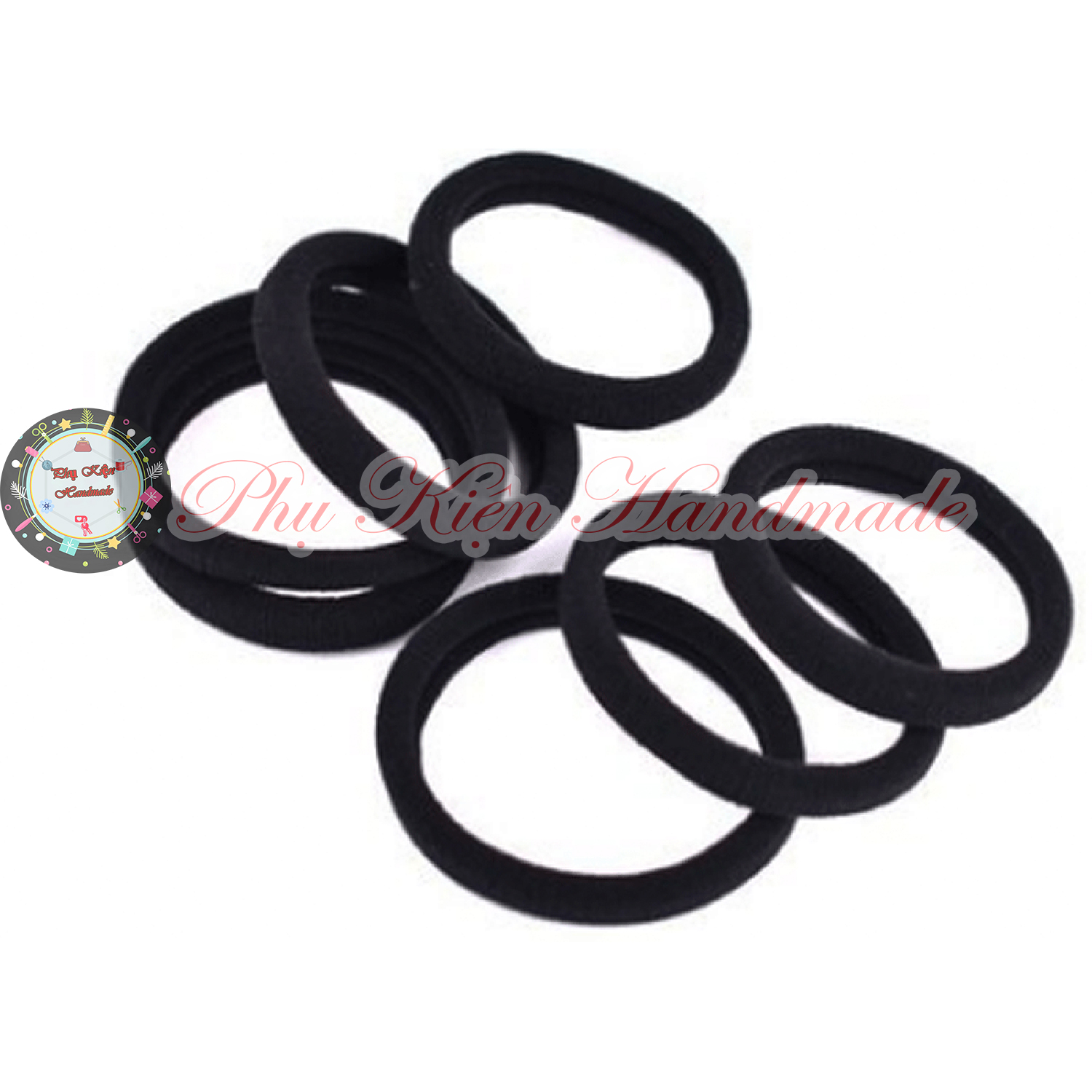 Dây buộc tóc / cột tóc trơn làm sản phẩm handmade đen - set 10 cái
