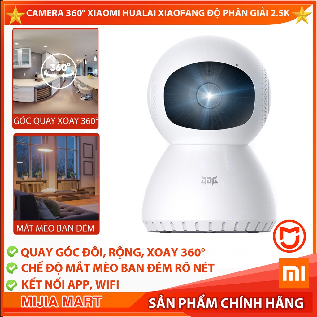 Camera 360 độ Xiaomi Hualai Xiaofang độ phân giải 2.5K, góc quay đôi, góc rộng, hình ảnh sắc nét, kết nối qua APP