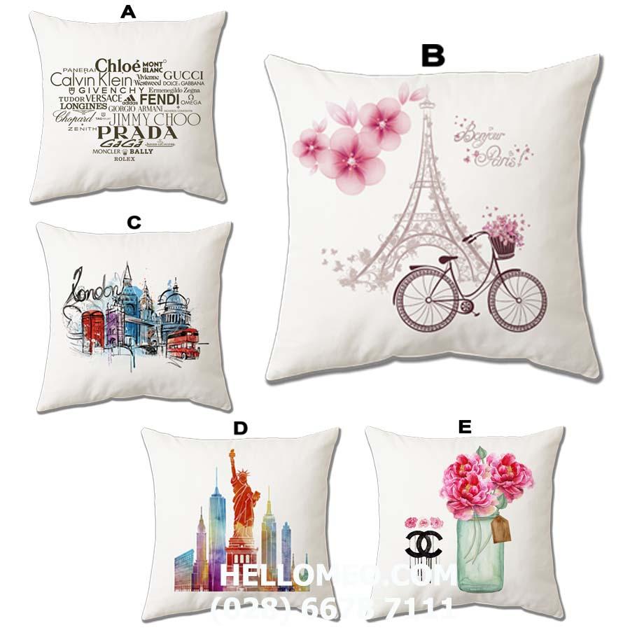 [Siêu Rẻ] Vỏ Gối Vuông Sofa, Bao Gối Ôm Trang Trí, Bọc Gối Tựa Phòng Khách Đẹp Nhất 45 x 45cm Mẫu Đồ Hiệu