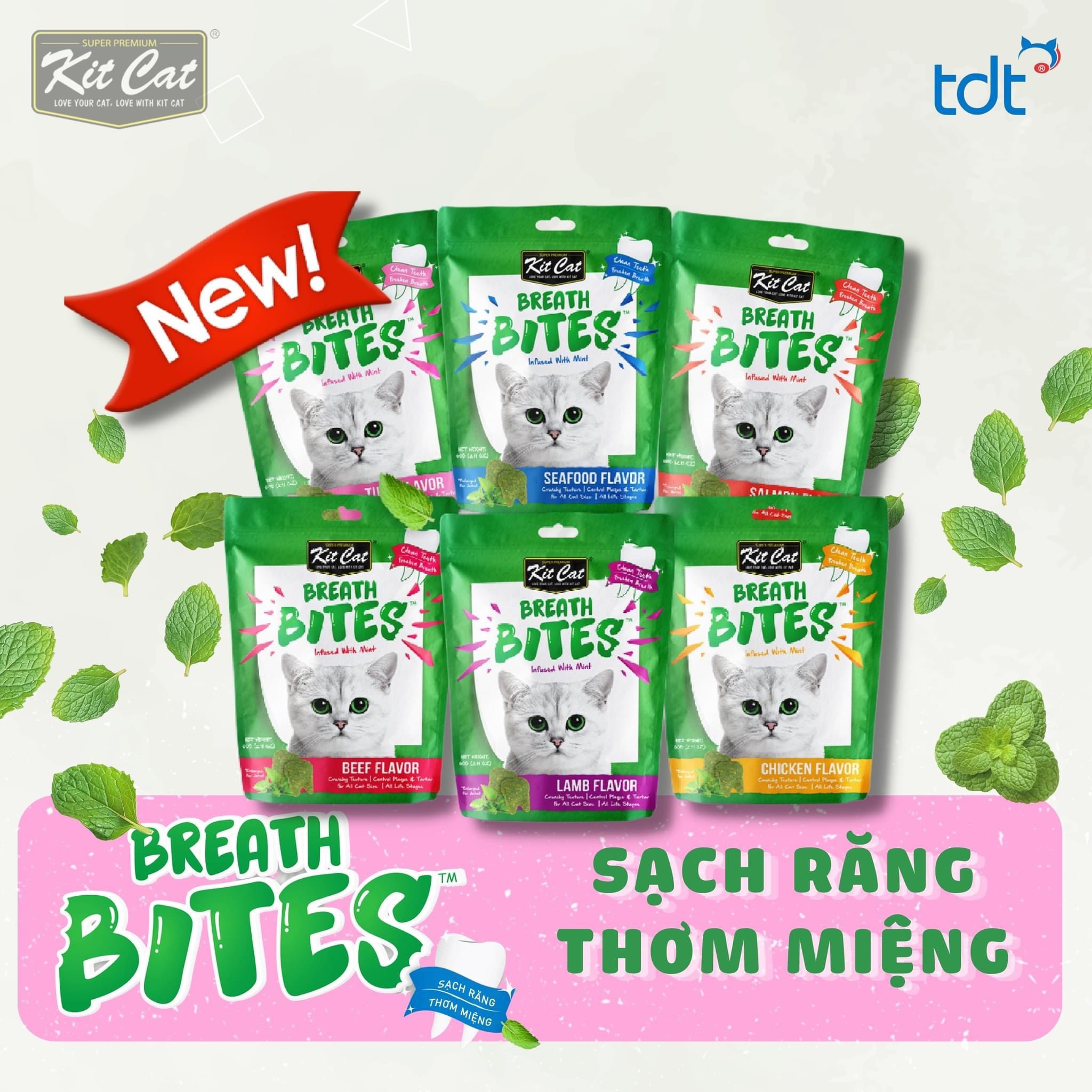 Snack kitcat breath bites sạch răng, thơm miệng cho mèo kit cat breath bites