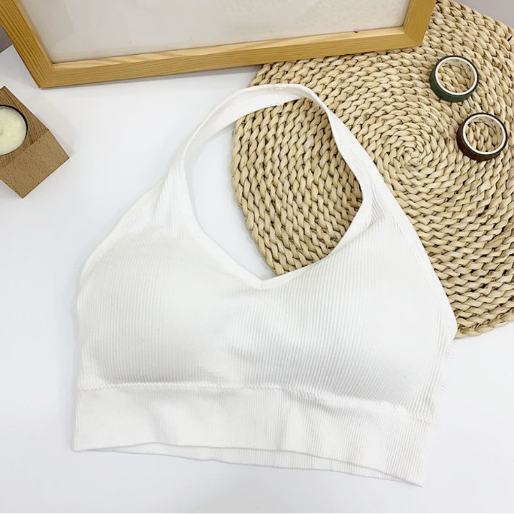 Áo bra hở lưng có mút ngực - Áo bra thun hở lưng cổ yếm gân tăm cotton tôn dáng sành điệu DLN68 B0476