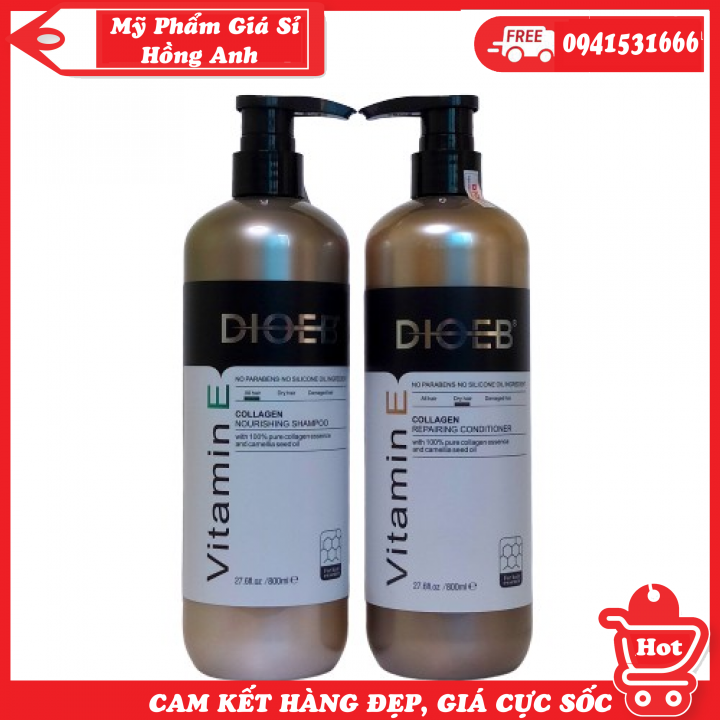 Dầu gội xả dioeb collagen vitamin e siêu mượt 800ml cho tóc chắc khỏe mềm mượt
