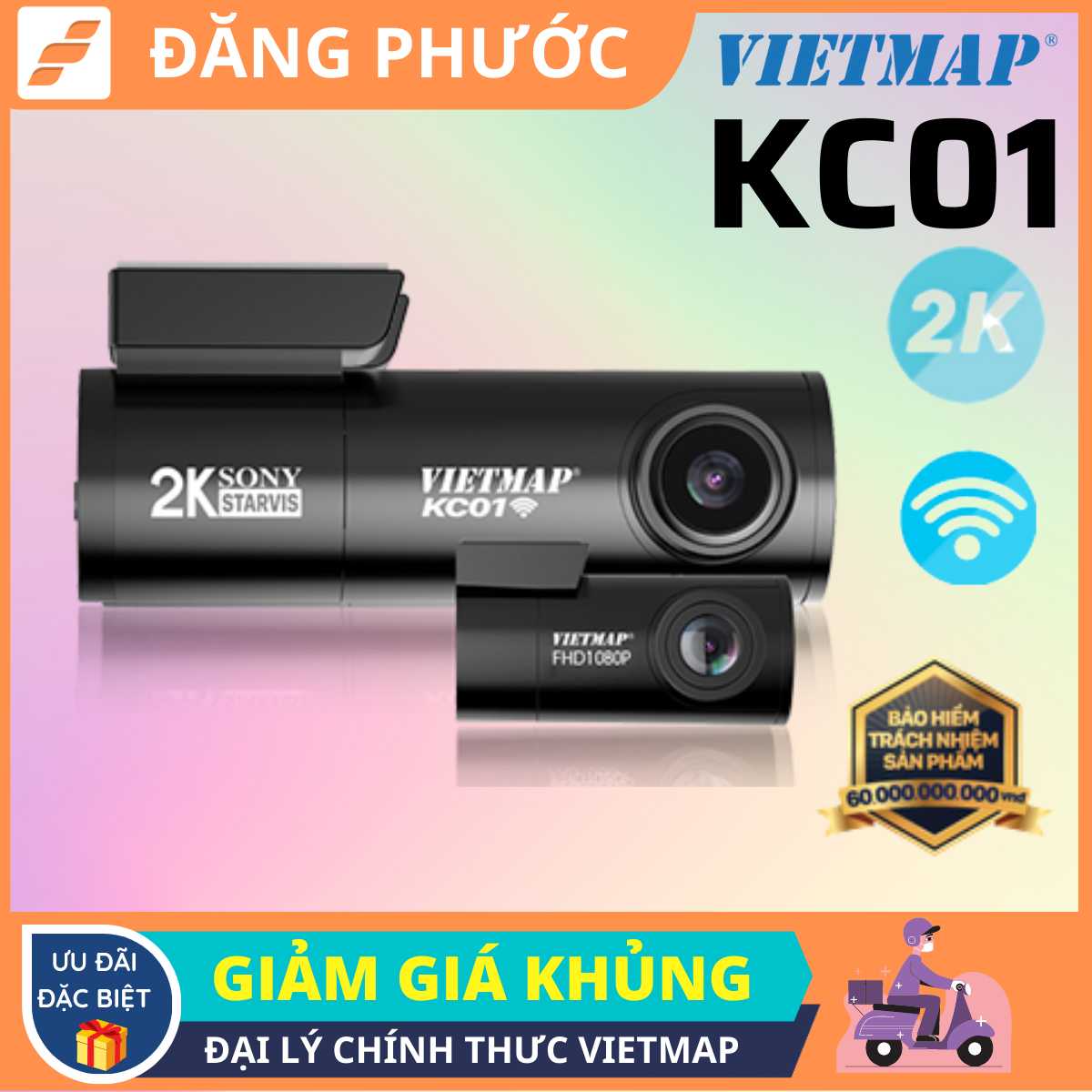 Camera hành trình Vietmap KC01 Cảnh báo giao thông, ghi hình 2K- Chính Hãng 100% | Đăng Phước