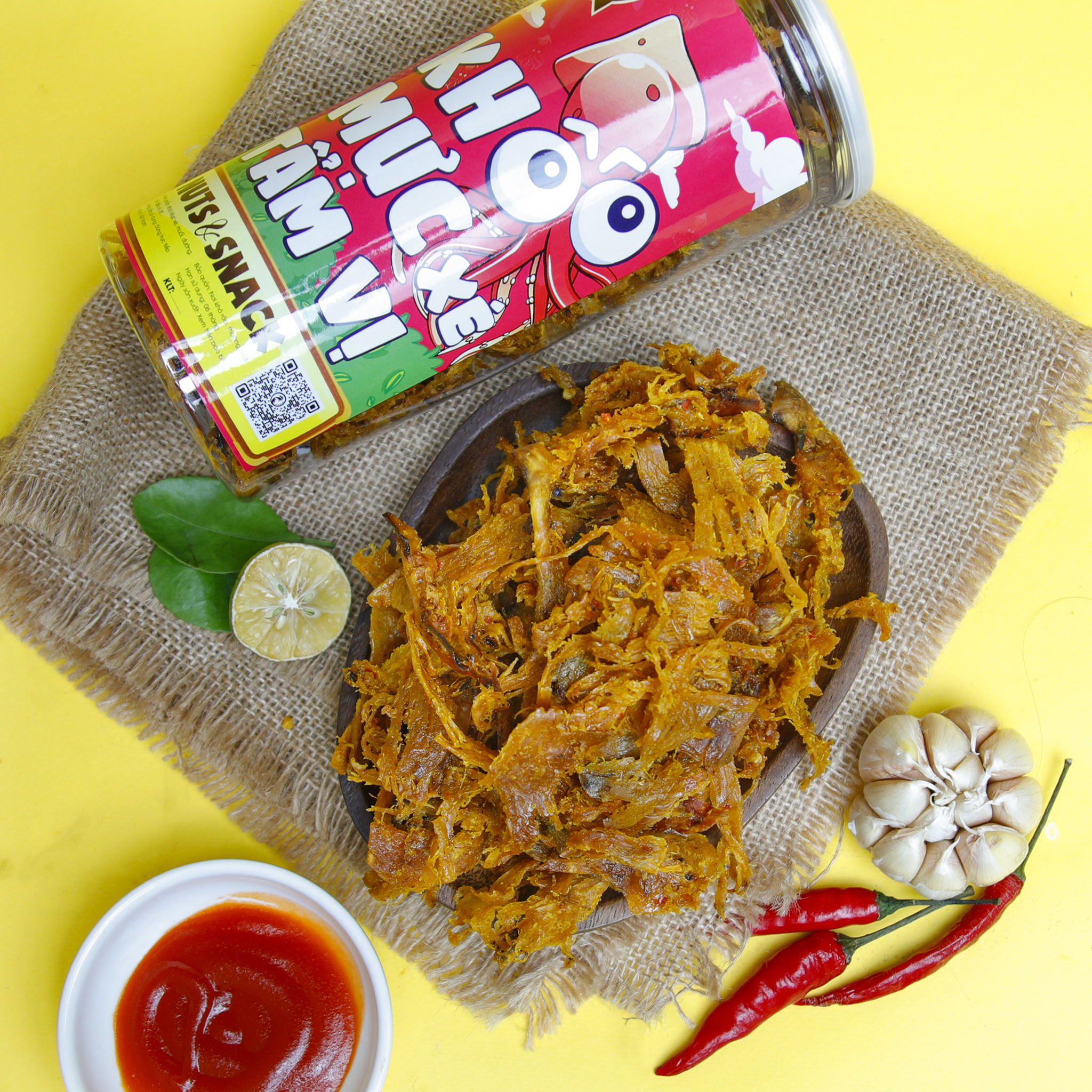 Mực xé tẩm vị hủ 300g - ăn vặt gà beo