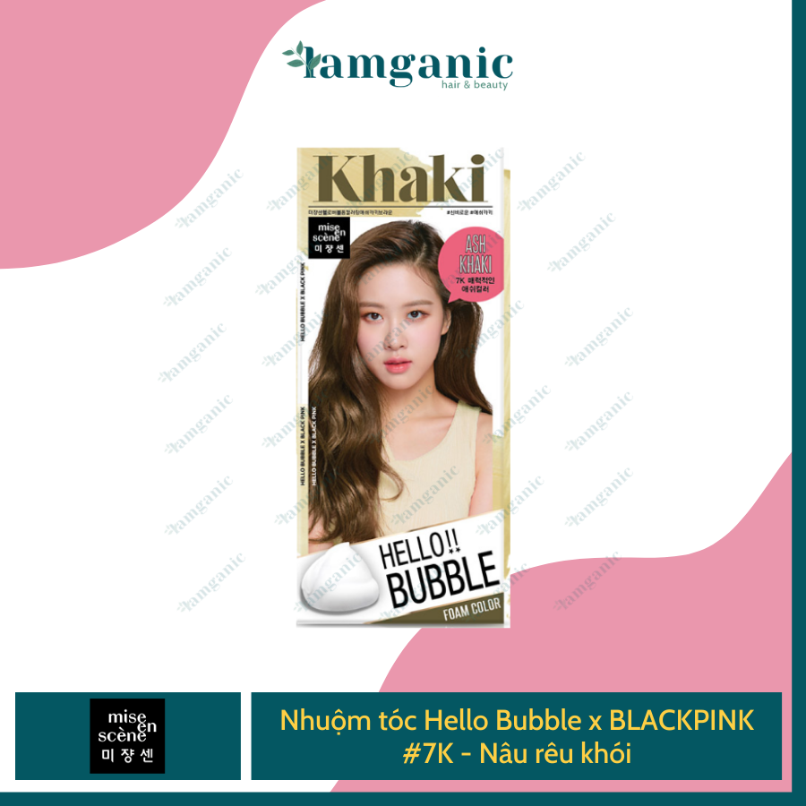 [Chính Hãng Mise En Scene] Thuốc Nhuộm Tóc Dạng Bọt Hello Bubble Foam BlackPink - Màu Ash Khaki Brown (Xanh rêu khói)
