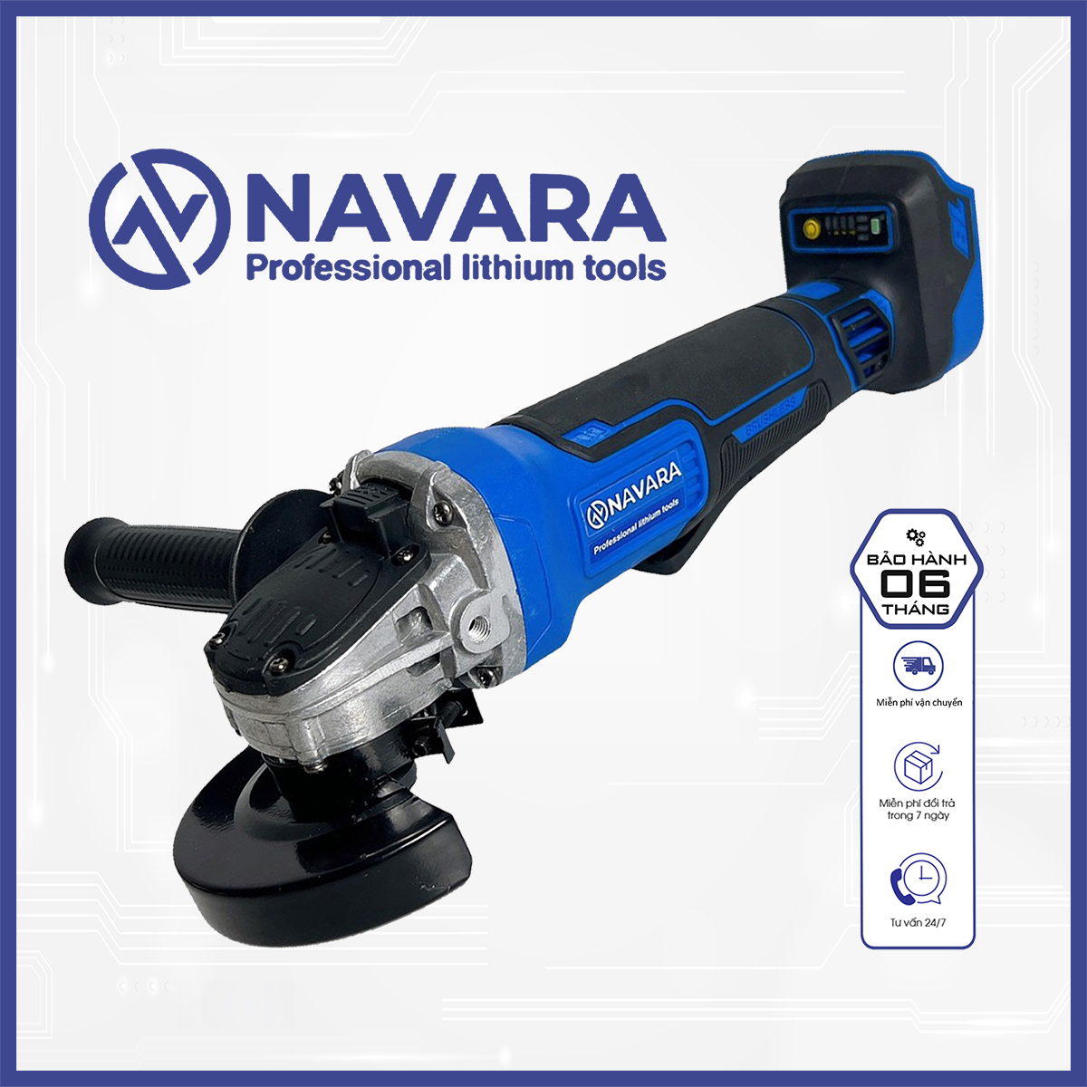 Thân Máy Mài Pin Navara 8001 Chân Pin phổ thông M21 4cm Động không chổi than, Lõi đồng