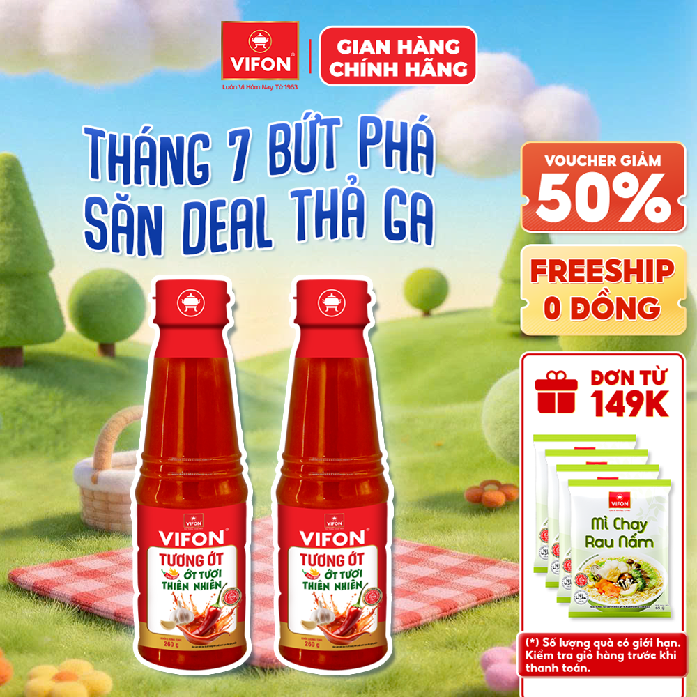 [Voucher 28% đơn từ 400K] Set 2 Chai Tương Ớt VIFON 260g Vị Nguyên Bản Thơm Ngon Cay Đậm Đà