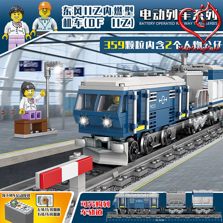 Tàu Hỏa Xanh Lam 359 Chi Tiết Chạy Pin Cực Đẹp City Lego Kazi Đồ Chơi Lắp Ráp Xếp Hình