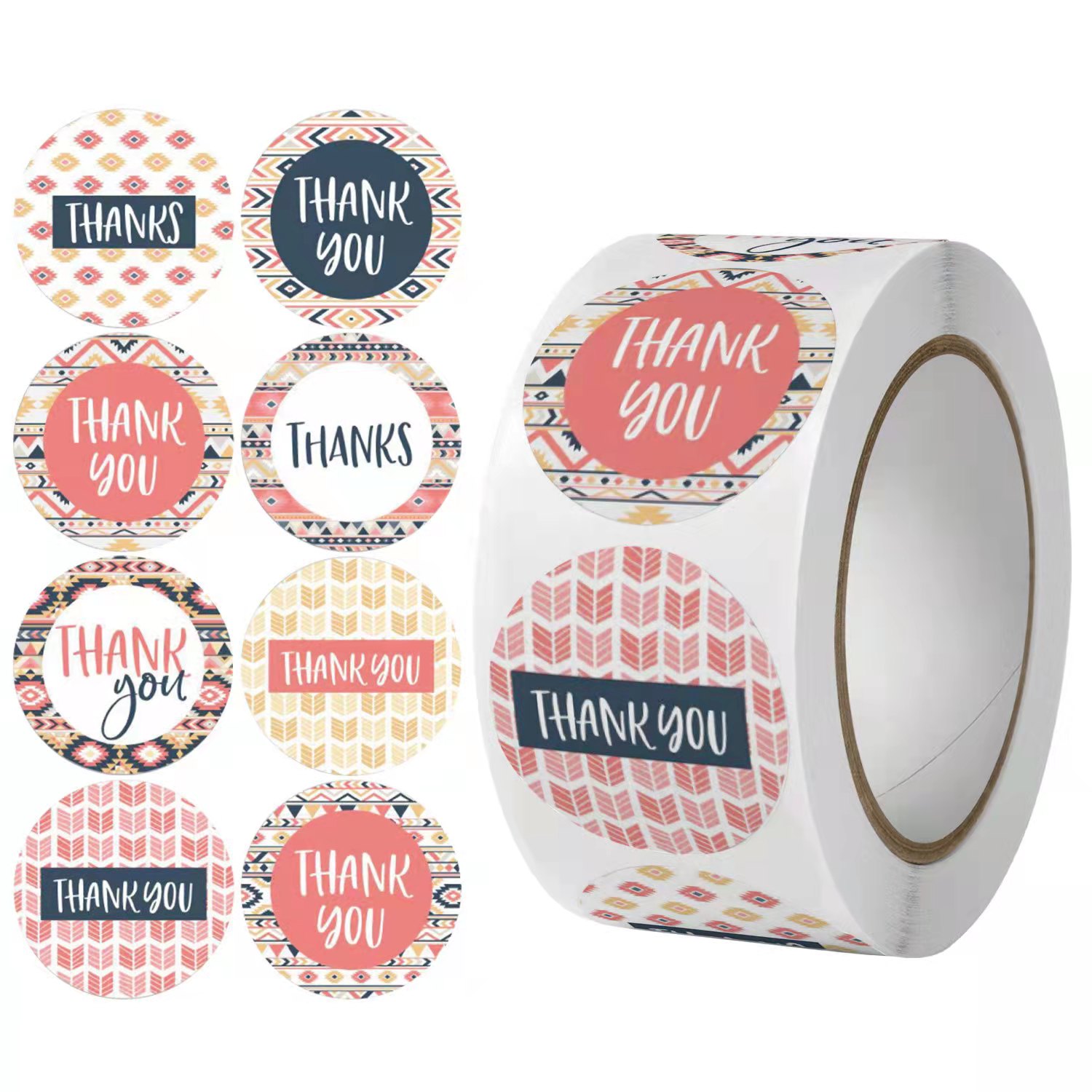 Giá Xưởng - Cuộn tem cảm ơn dán quà tặng 2.5CM Sticker Thank you Hình tròn xinh xắn cute