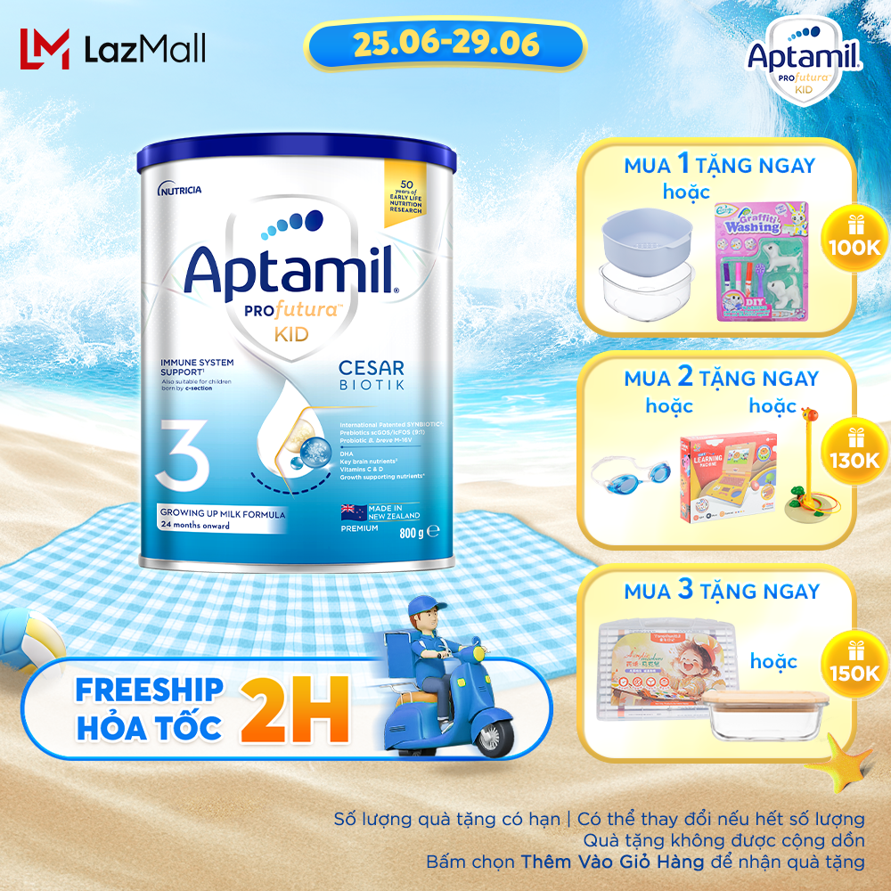 Sữa bột Aptamil Profutura Kid Cesarbiotik New Zealand hộp thiếc số 3 (800g) cho bé từ 24 tháng tuổi