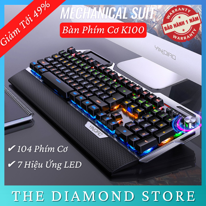 Bàn Phím Chơi Game Cơ Gaming K100 - Có Kê Tay Chống Mỏi Cùng Với 104 Phím Cơ Kèm 4 Nút Đa Phương Tiện Và 7 Chế Độ Đèn LED RGB Phù Hợp Cho Các Game Thủ