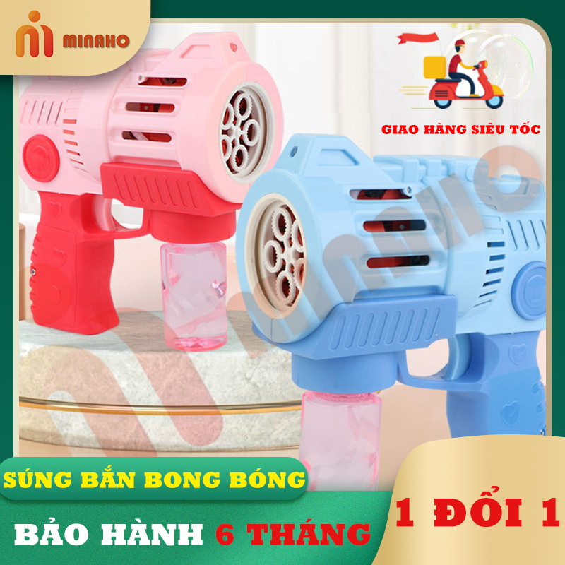 Súng bắn bong bóng xà phòng 5 nòng cỡ bự Minaho - [TẶNG KÈM 4 PIN AA]