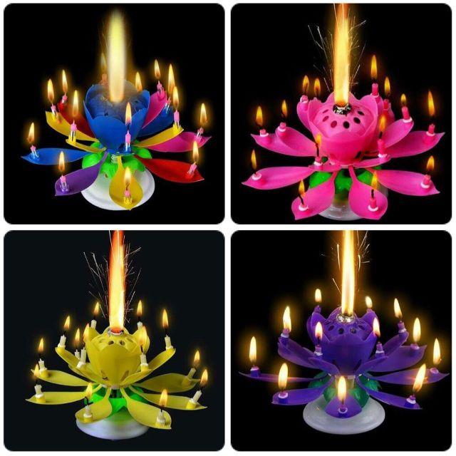 NẾN SINH NHẬT 3D TỰ ĐỘNG : NỞ HOA - XOAY TRÒN - PHÁT NHẠC