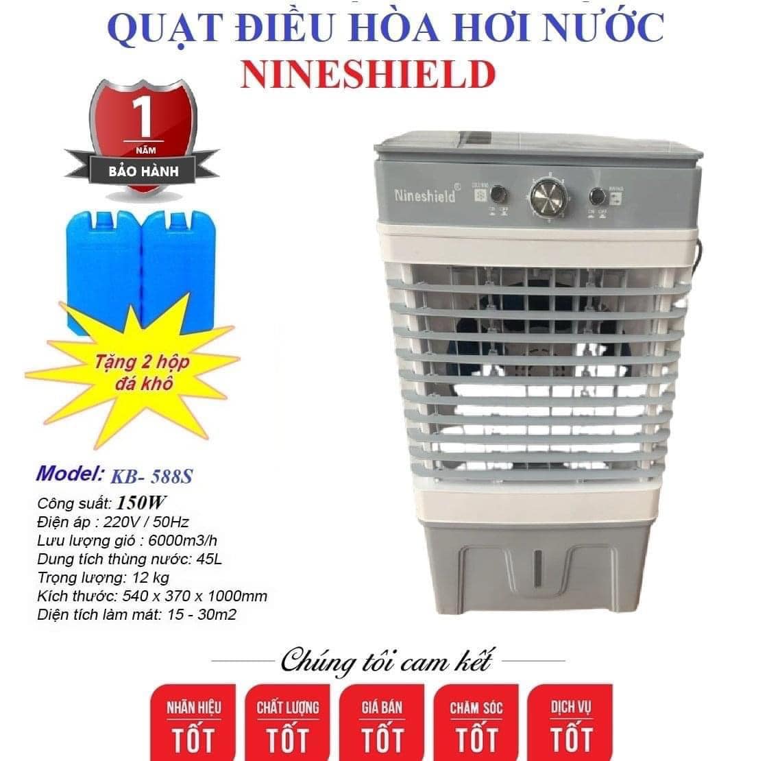 Quạt điều hoà hơi nước nineshield hs - 35a 45 lít giá rẻ nhất tháng
