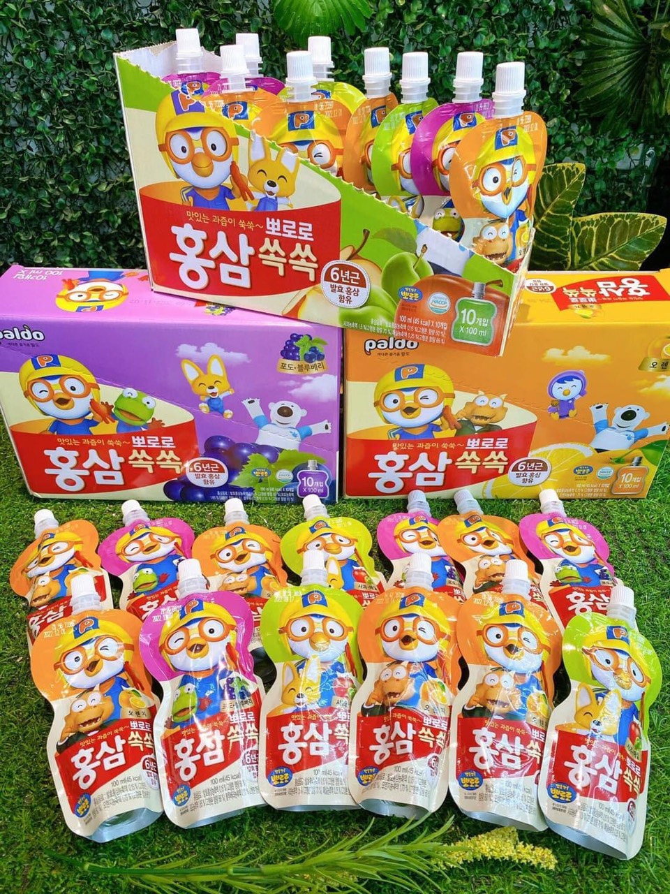 Giá Sỉ Nước hồng sâm trẻ em Pororo Hàn Quốc 1 hộp 10 túi các vị