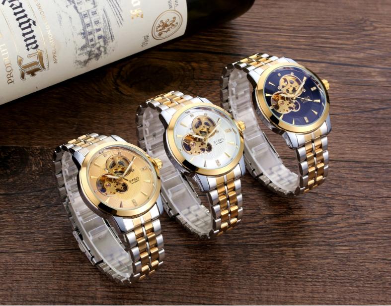 Đồng Hồ Cơ Nam Automatic Byino, Mặt Kính Sapphire chống xước, thép 316L không gỉ, mặt lộ máy cơ tinh xảo, tự động lên cót 1