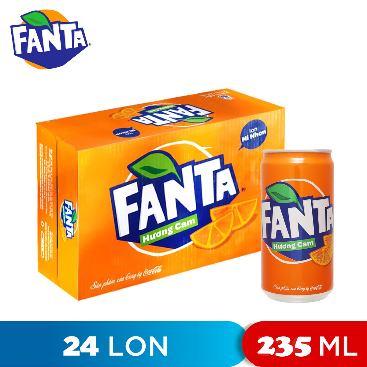 Thùng 24 lon nước ngọt hương cam fanta 235ml