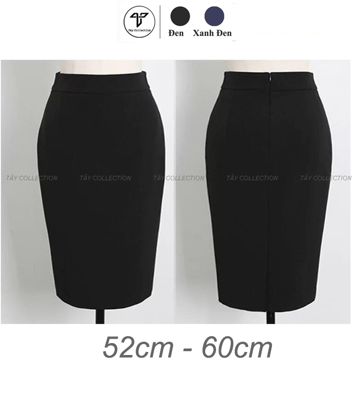 Chân váy công sở 2 lớp cao cấp dáng bút chì Tây Collection dài 52cm và 60cm có bigsize