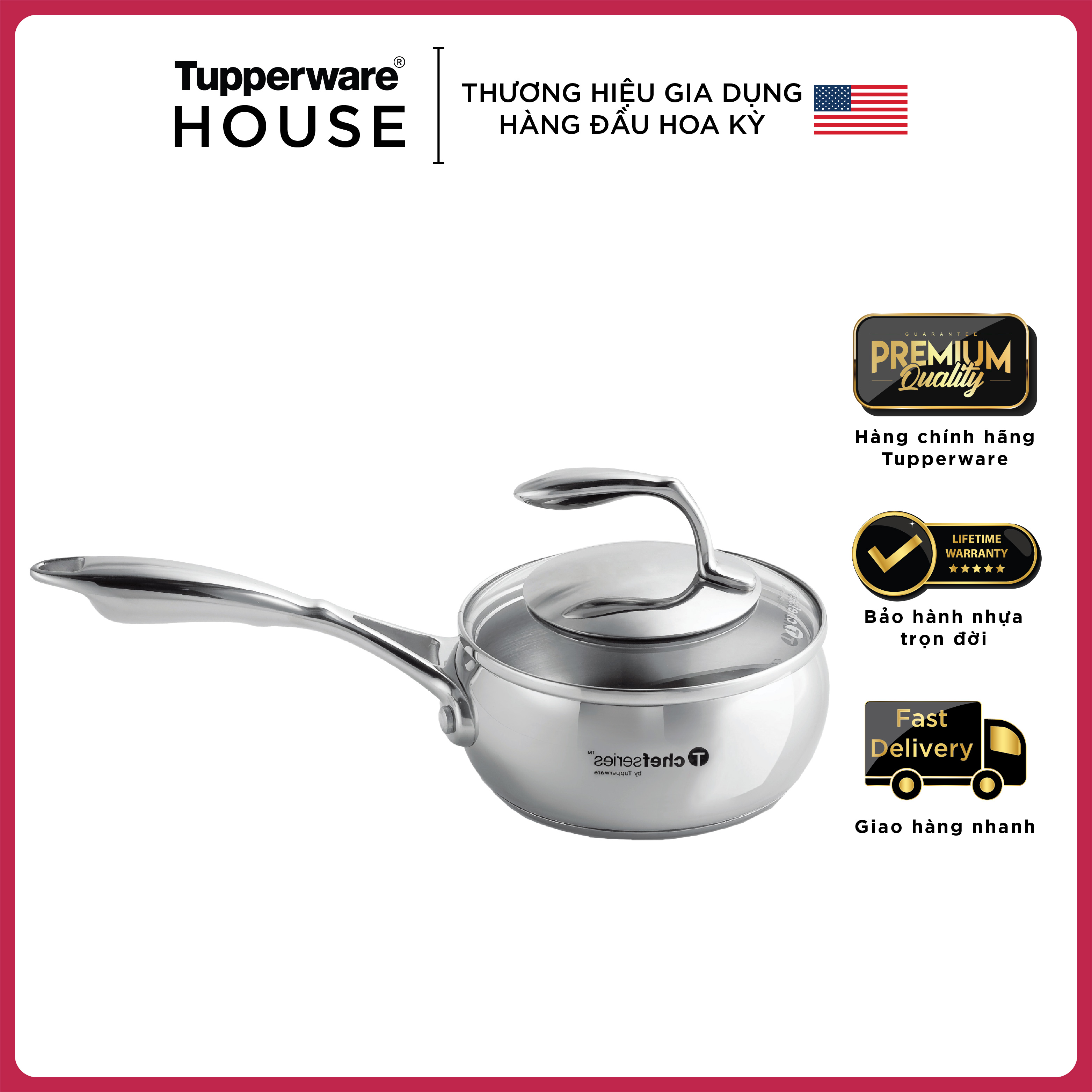Nồi Tupperware - T Chef Series Saucepan 2.4L (nắp kính)