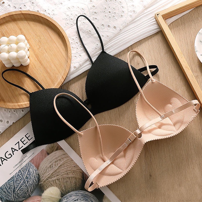 Bộ 4 Áo ngực nữ su dây mảnh mút mỏng có nấc cài - ao bra dây mảnh - áo ngực học sinh - áo lót ngực cài trước - TinTin888