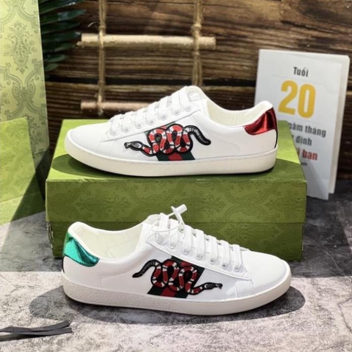 Giày Gucci rắn thêu, Giày thể thao GG 3 vạch 𝐆𝐮𝐜𝐜𝐢 Rắn thêu mẫu mới hàng cao cấp cực chất