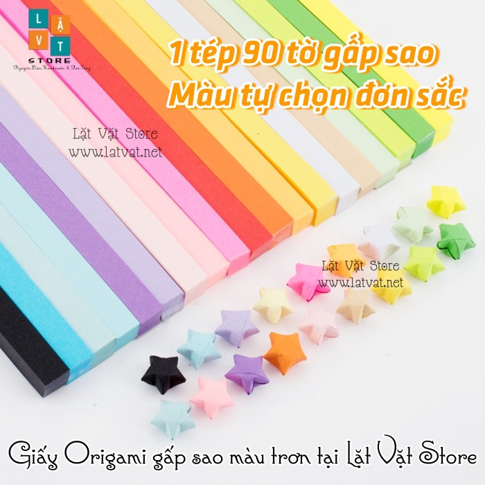 [HCM]90 tờ giấy gấp sao đơn sắc màu tuỳ chọn - Origami paper Star - Handmade - Điều ước