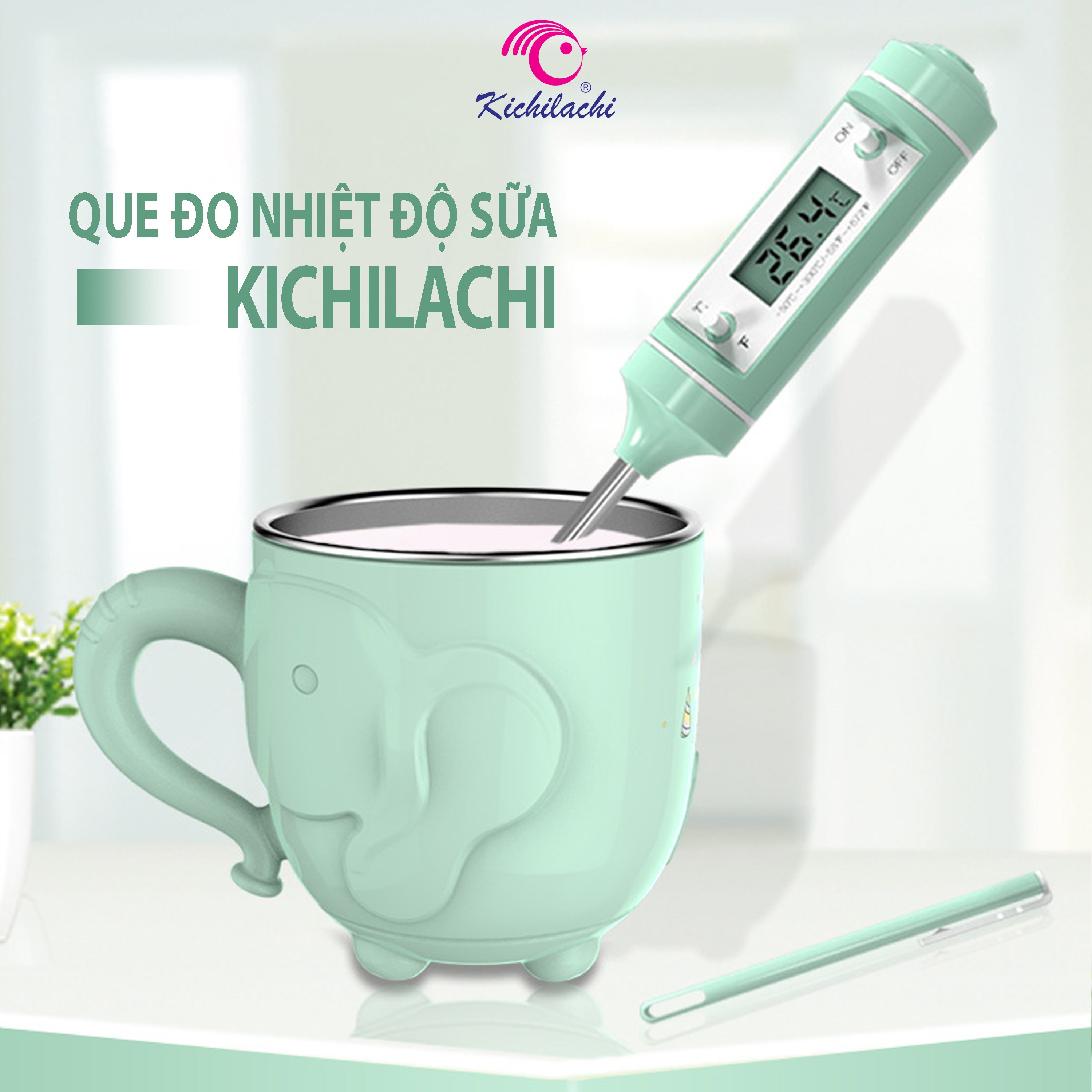 Nhiệt kế đo nước pha sữa nhiệt kế phòng bếp que đo nhiệt độ nước tắm, que đo nhiệt độ đa năng kichilachi
