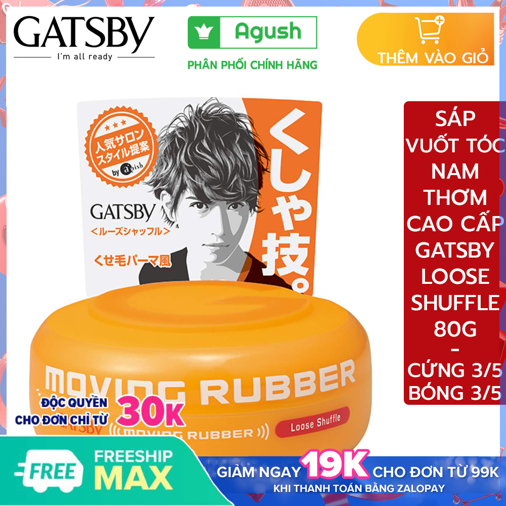 Sáp vuốt tóc nam thơm mềm Gatsby chính hãng loại mềm Moving Rubber Loose Shuffle 80g giữ nếp cao cấp mềm bóng tóc phồng vuốt tóc trung bình dài khô không chứa paraben không bết dính dạng sáp mềm gốc nước dễ rửa sạch hương hoa quả