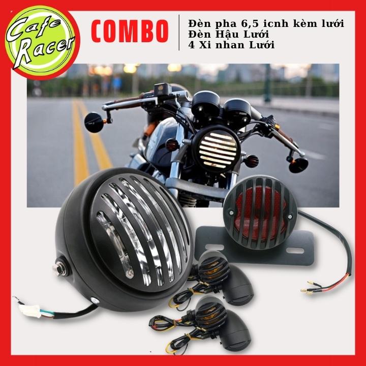 Combo trọn bộ lưới gồm đèn pha lưới 6.5icnh và 1 đèn hậu lưới kèm thêm 4 xi nhan lưới hàng cao cấp chuyên độ xe win , honda 67 cafe racer win Gn125
