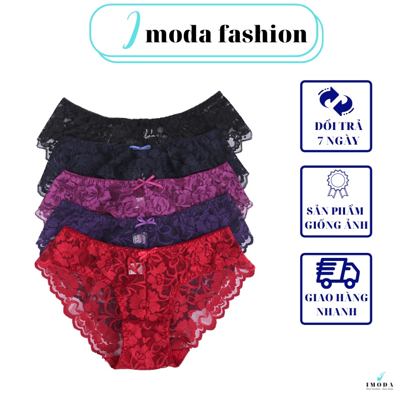 Combo 10 quần chip nữ ren IMODA hàng loại 1 cao cấp, chất mềm mịn không hằn, xuyên thấu, quyến rũ - tặng kèm hộp