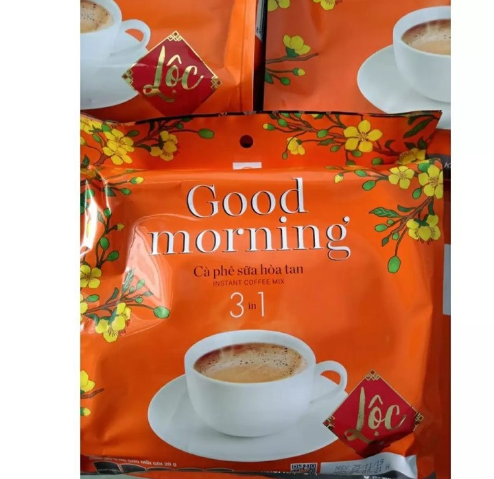 6 bịt cafe sữa hòa tan trần quang "good morning" 480gr