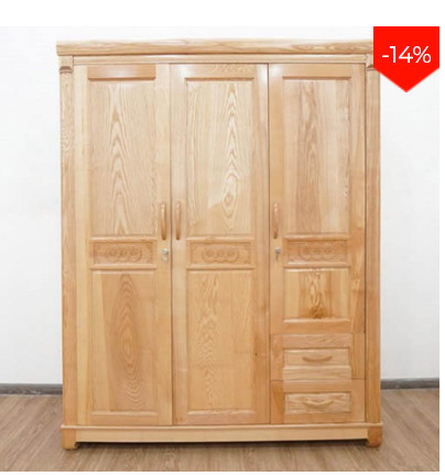 Tủ quần áo ht17.2 - 1.6 m mdf nguyên liệu 100% gỗ sồi nga nguyên khối nhập khẩu