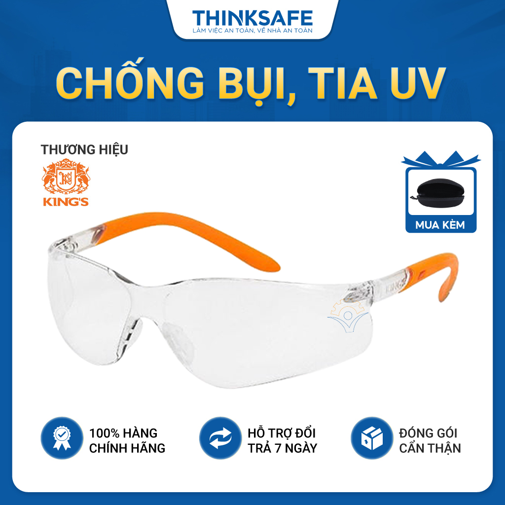 Kính bảo hộ Kings KY2221 màu trong chống bụi đi đường, chống tia UV, chống mờ sương Kính chống bụi đi xe - Thinksafe
