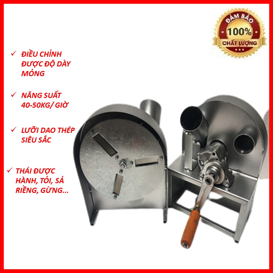 Máy thái hành, tỏi, riềng, sả, gừng đa năng cao cấp - máy thái lát củ quả quay tay